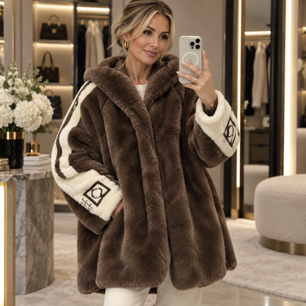 Cappotto Casual di Pelliccia - con Cappuccio e Zip