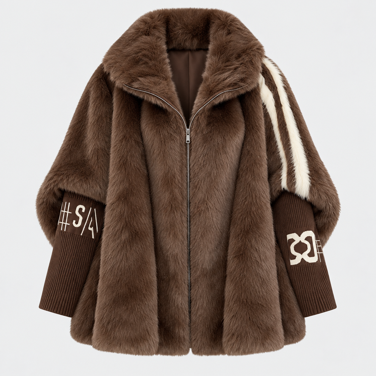Casual Fur Coat - with Hood and Zip