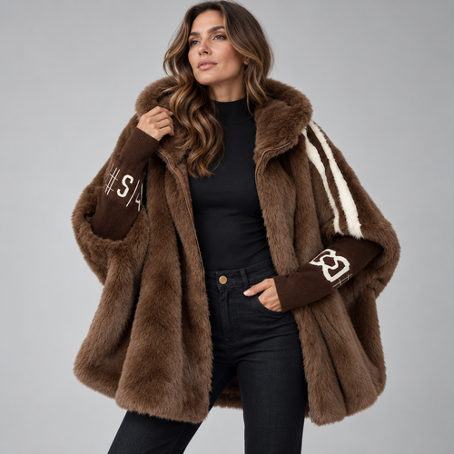 Casual Fur Coat - with Hood and Zip